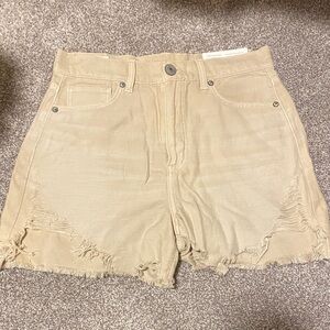 American Eagle Outfitters Tan Distressed Jean Shorts